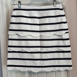 J McLaughlin 4 Providence Pedal Skirt ~ Nautical Stripe Scalloped Preppy